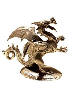 Rawcliffe Pewter Dragon w Green Eyes RF3060 2000 Swarovski Fantasy Magic D & D